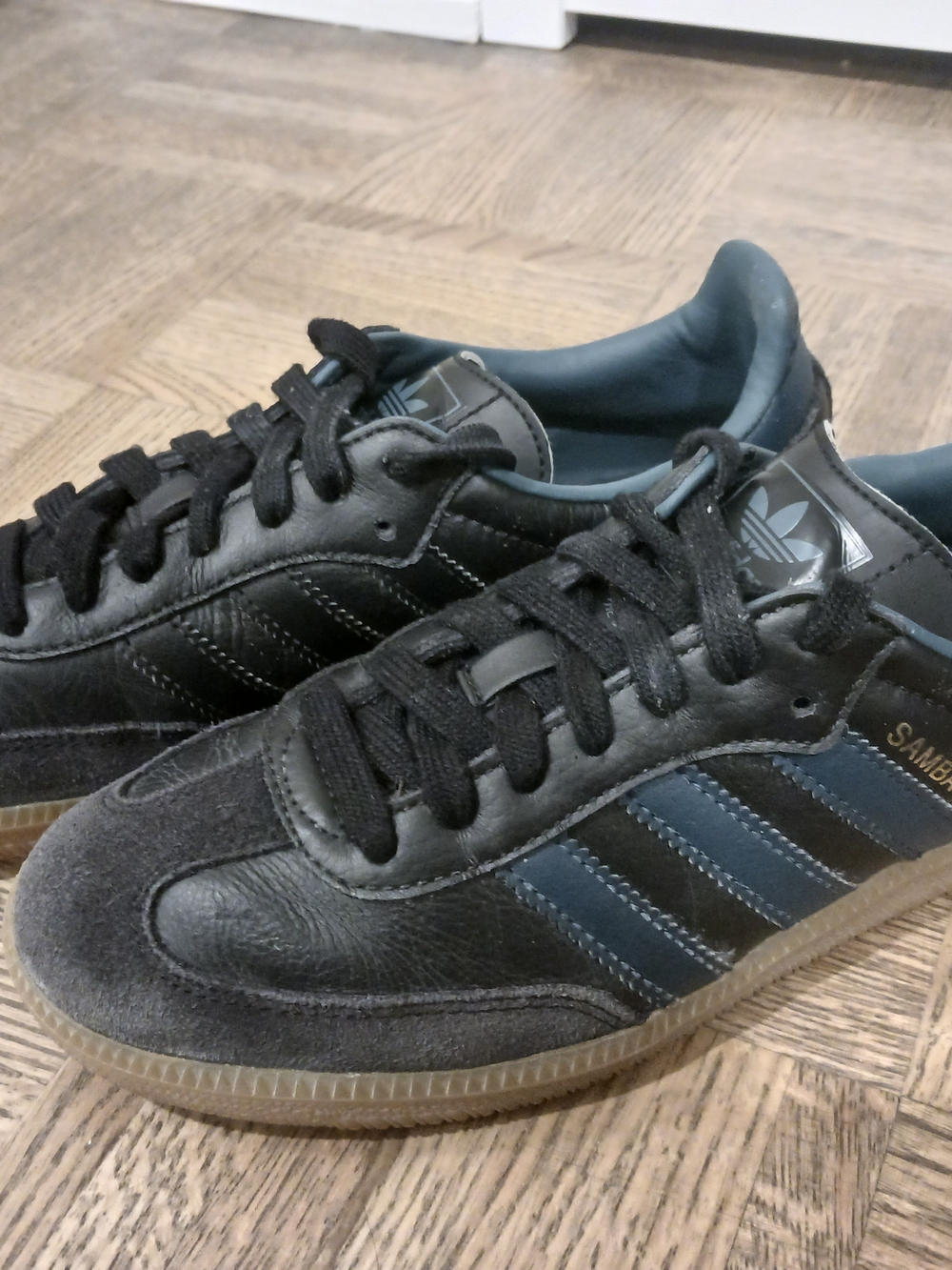 Adidas Samba Leather & Suede Sneakers Blue Women Size 8us